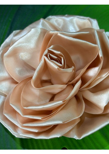 Saten Kabartma Çiçek Giyim Dikiş Aksesuarı Abiye Aksesuarı Çap 22 Cm