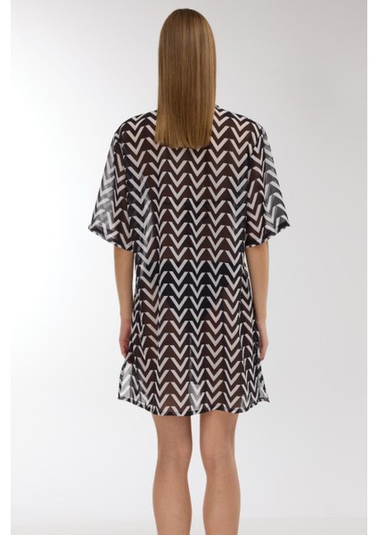 4805 Zigzag Desenli Plaj Elbisesi