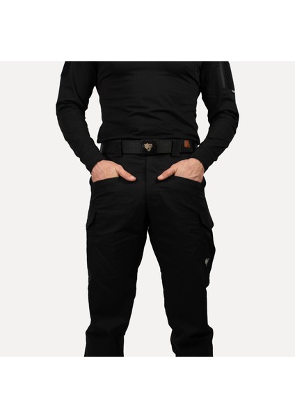 Kaan Taktik Pantolon Siyah 8 Cepli Ripstop Koruma Pantolonu