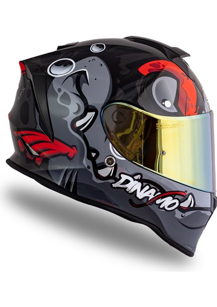 Dinamo Fishuga Siyah-Kırmızı-Gri Kask