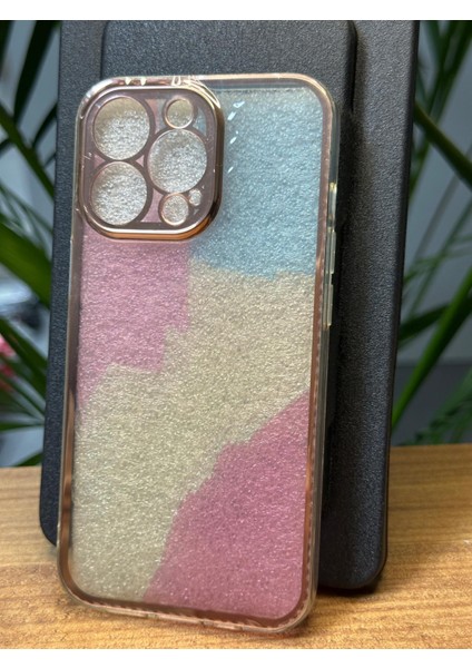 iPhone 13 Pro Darbe Emici Silikon Özel Mozaik Tasarımlı Kamera Çerçeve Koruyuculu Genncolor Kılıf C1