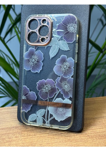 iPhone 13 Pro Darbe Emici Silikon Özel Çiçek Tasarımlı Kamera Çerçeve Koruyuculu Gennflower Kılıf F3