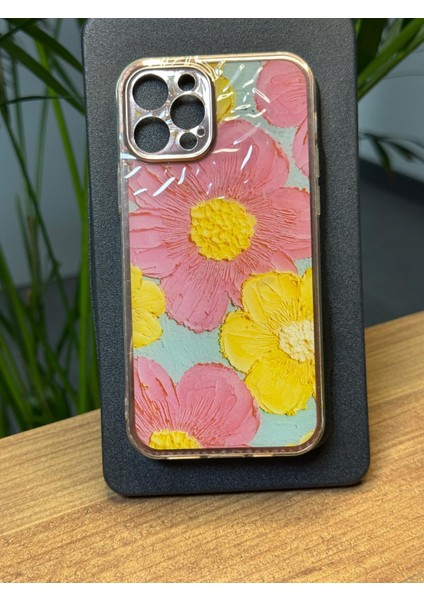 iPhone 12 Pro Darbe Emici Silikon Özel Çiçek Tasarımlı Kamera Çerçeve Koruyuculu Gennflower Kılıf F4