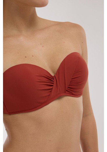 3404 Kiremit Straplez Bikini Takımı