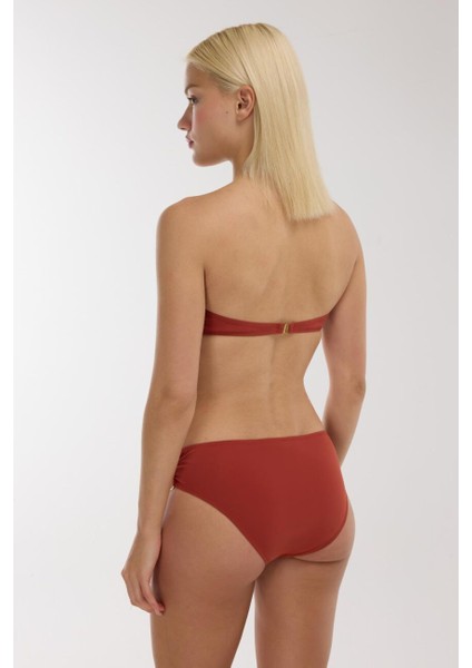 3404 Kiremit Straplez Bikini Takımı