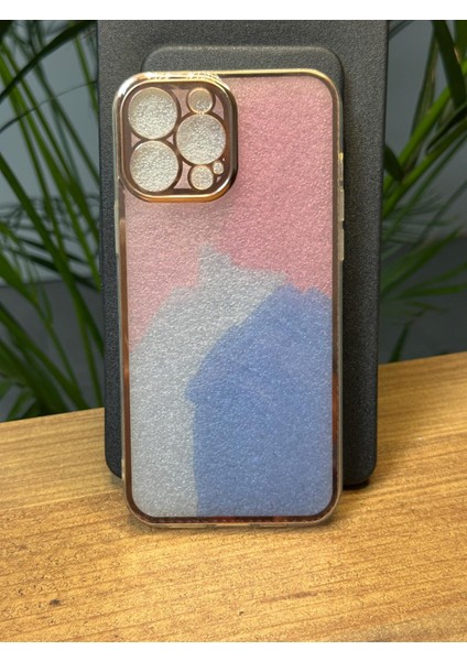 iPhone 12 Pro Darbe Emici Silikon Özel Mozaik Tasarımlı Kamera Çerçeve Koruyuculu Genncolor Kılıf C2
