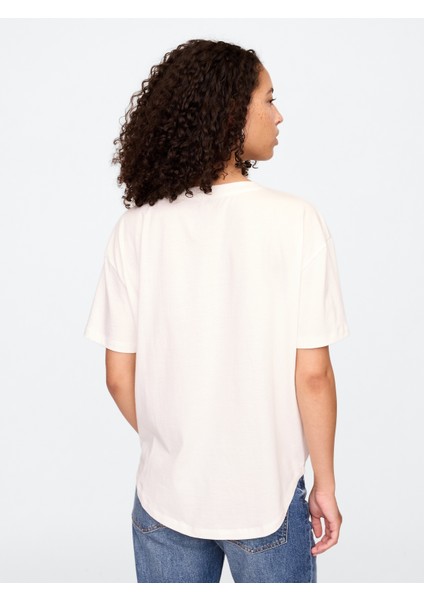 Kadın Kırık Beyaz Gap Arch Logo T-Shirt