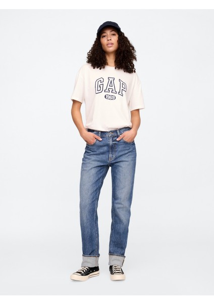Kadın Kırık Beyaz Gap Arch Logo T-Shirt