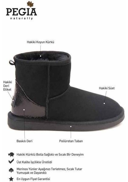 Hakiki Süet İçi Kürk Arkası Deri Bayan Kısa 191074 Siyah fiyatları
