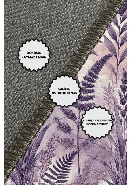 Lavanta Desenli Halı Mor Halı Dokuma Kaymaz Tabanlı Dijital Baskılı Yıkanabilir Halı indirimleri