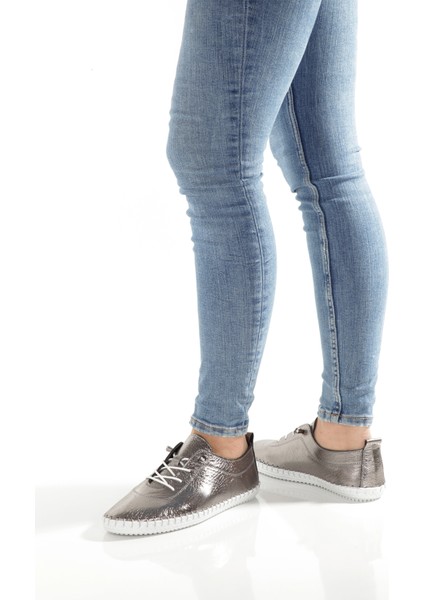 MİA027-1802 Deri Kadın Günlük Ortopedik Platin Spor Babet Ayakkabı fiyatları