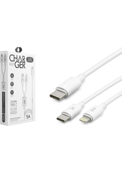 Pd Ligtning-Type-C 2ın1 20W 5A Hızlı Şarj Kablosu