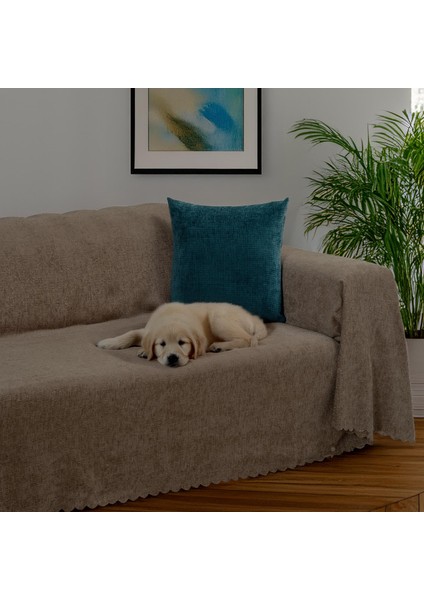 Premium Koltuk Örtüsü 175x350 XLARGE Gramajlı Jakarlı Şönil Kahve | Kanepe Örtüsü | Kaymaz