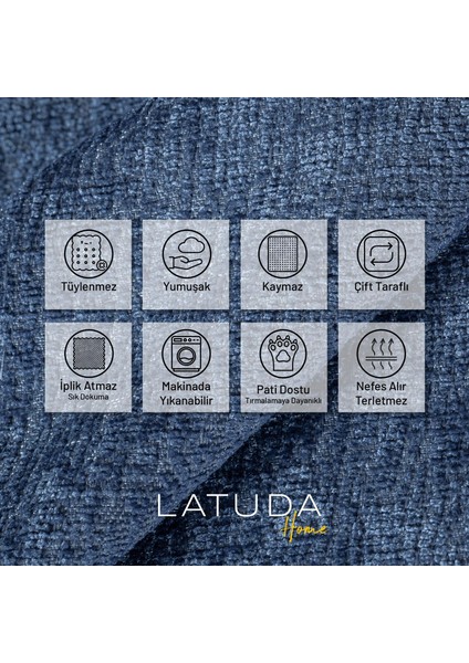 Premium Koltuk Örtüsü 175x350 XLARGE Gramajlı Jakarlı Şönil Gece Mavisi | Kanepe Örtüsü | Kaymaz modelleri