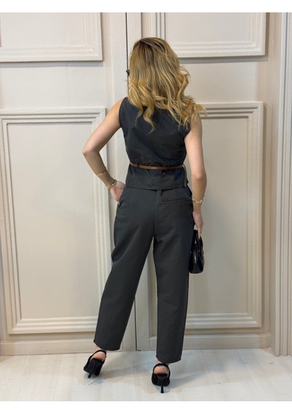 Kemer Detaylı Yelekli Pantolon Takım fiyatları
