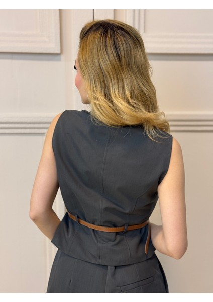 Kemer Detaylı Yelekli Pantolon Takım fırsatları