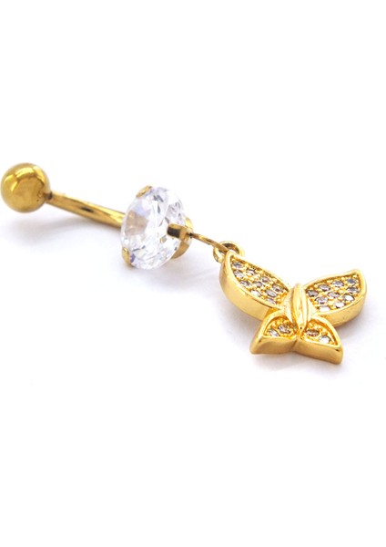 Altın Kaplama Zirkon Taşlı Kelebekli Piercing PRC-109