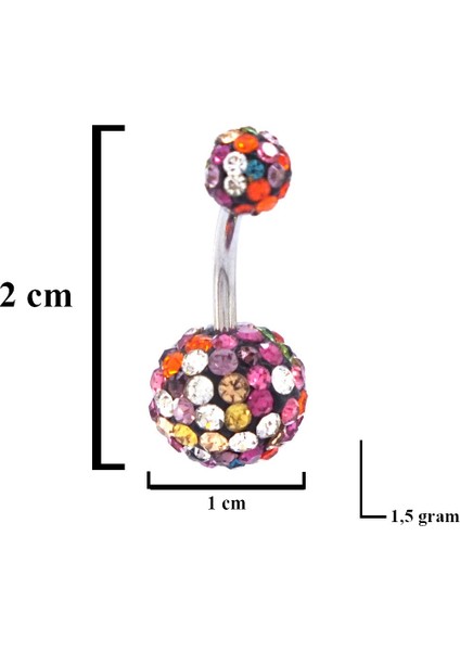 316L Çelik Renkli Zirkon Taşlı Toplu Piercing PRC-101
