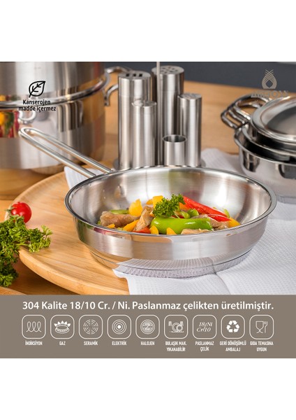 Ambos Saphire 26 Cm Paslanmaz Çelik İndüksiyon Uyumlu Çelik Tava
