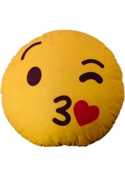 Öpücük Emojili Dekor Yastık 25X25 cm Geçmeli