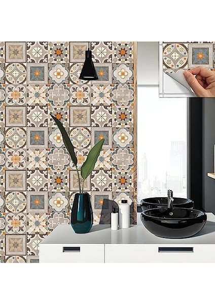 Kendinden Yapışkanlı Apricot Desenli Pvc Karo 30X30 cm (11 Adet / 1 M²)