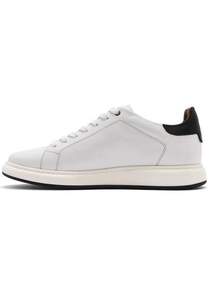 Erkek Beyaz Bağcıklı Deri Sneaker 25SFD611618