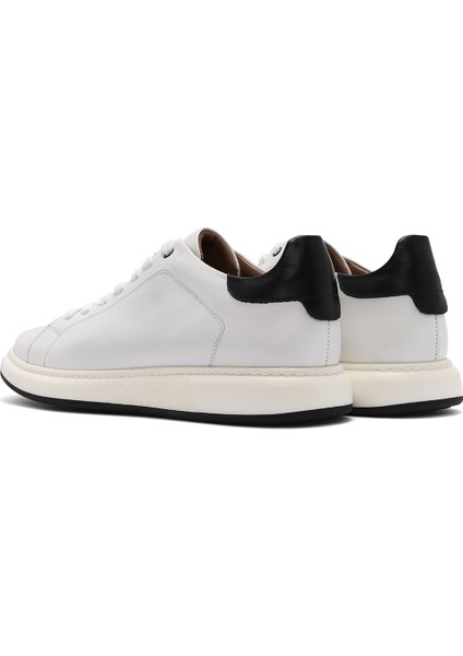 Erkek Beyaz Bağcıklı Deri Sneaker 25SFD611618