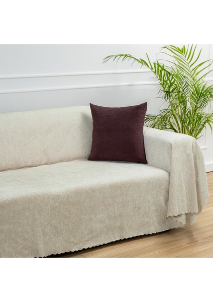 Premium Koltuk Örtüsü 175x300 LARGE Gramajlı Jakarlı Şönil Krem | Kanepe Örtüsü | Kaymaz