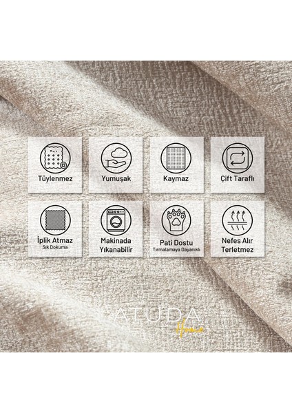 Premium Koltuk Örtüsü 175x300 LARGE Gramajlı Jakarlı Şönil Krem | Kanepe Örtüsü | Kaymaz modelleri