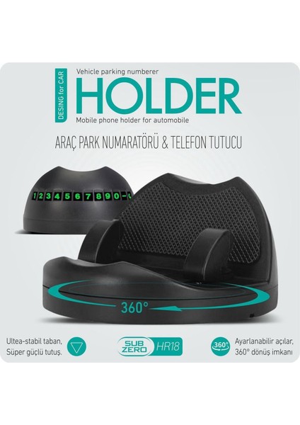 Numaratörlü 360 Derece Dönen Araç Telefon Tutacağı