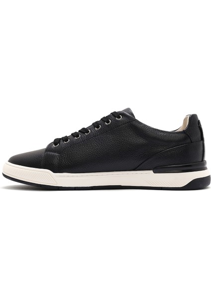 Erkek Siyah Bağcıklı Deri Sneaker 25SFD611118