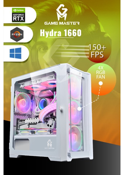 Hydra 1660 Ryzen 5 5500 Cpu 16GB 3200MHZ Ram 512GB Nvme M.2 SSD Gtx 1660 Ti Ekran Kartı Gaming Pc Masaüstü Bilgisayar