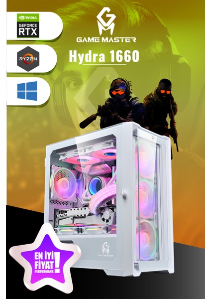 Hydra 1660 Ryzen 5 5500 Cpu 16GB 3200MHZ Ram 512GB Nvme M.2 SSD Gtx 1660 Ti Ekran Kartı Gaming Pc Masaüstü Bilgisayar