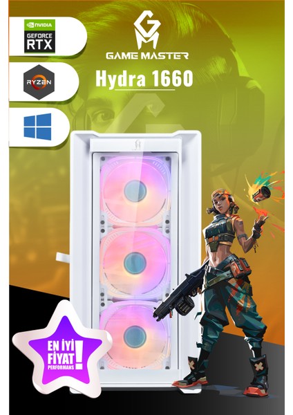 Hydra 1660 Ryzen 5 5500 Cpu 16GB 3200MHZ Ram 512GB Nvme M.2 SSD Gtx 1660 Ti Ekran Kartı Gaming Pc Masaüstü Bilgisayar