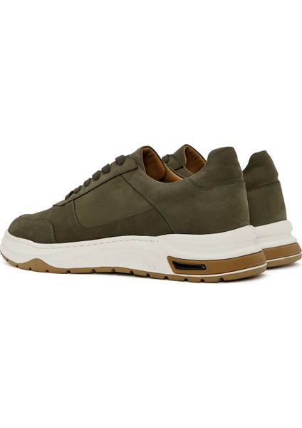 Erkek Haki Bağcıklı Nubuk Deri Sneaker 25SFD6119V3