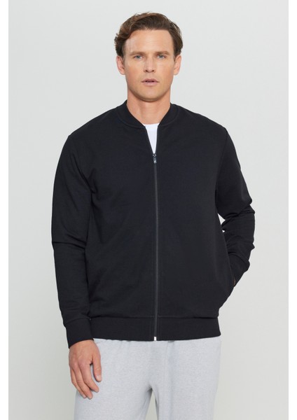 Pamuklu Standart Fit Normal Kesim Kolej Yaka Yan Cep Sweatshirt