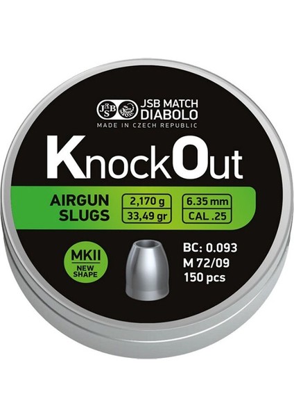 Jsb Dıabolo Knockout Mkıı 6.35 mm Sacma (CAL25)