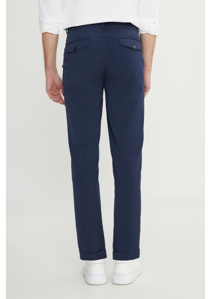 Slim Fit Dar Kesim Beli Lastikli Yan Cep Esnek Casual Pantolon