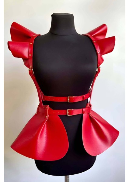 Modamuvo Deri Elbise Harness, Şık Mini Deri Elbise, Prenses Deri Elbise - BRF1001
