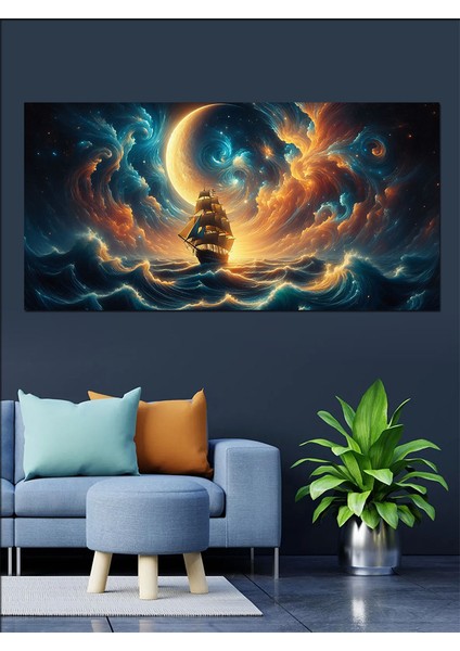 Kanvas Tablo Hilal ve Yelkenli Gemi fiyatları