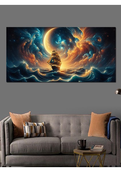 Kanvas Tablo Hilal ve Yelkenli Gemi modelleri