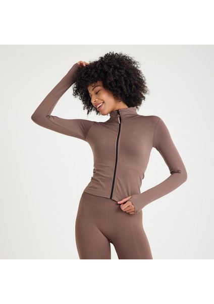 2'li Takım Parmak Geçmeli Spor Ceket ve Push Up Etkili Tayt (Günlük/yoga/pilates)