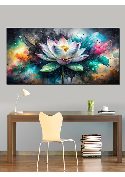 Kanvas Tablo Mavi ve Yeşil Lotus Çiçeği fiyatları