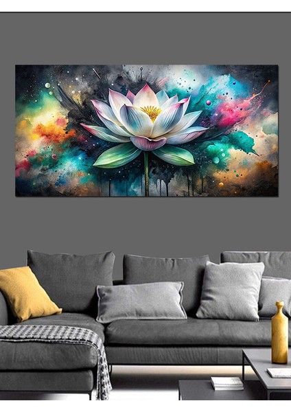 Kanvas Tablo Mavi ve Yeşil Lotus Çiçeği modelleri