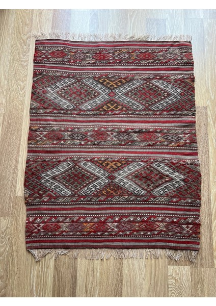 78 x 100 cm Küçük Boy Geometrik Desenli El Dokuma Yün Kilim Ev ve Ofis Kilimi