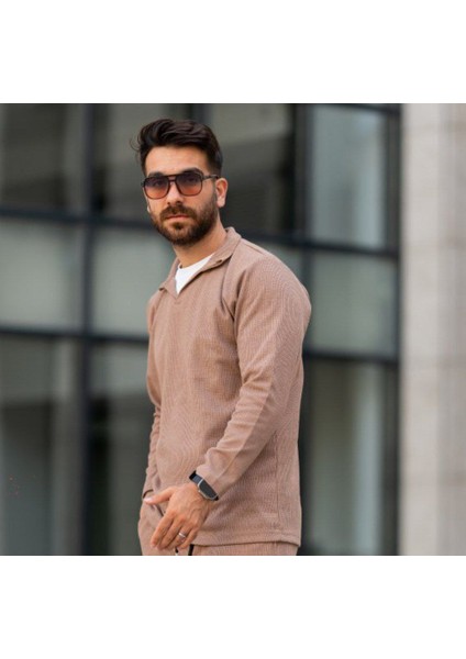 "erkek Polo Yaka Uzun Kollu T-Shirt – Waffle Kumaş, %100 Pamuk, Regular Fit, Günlük ve Spor Kullanım, Kahverengi (S-M-L-Xl-Xxl)" fiyatları