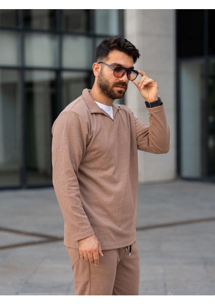 "erkek Polo Yaka Uzun Kollu T-Shirt – Waffle Kumaş, %100 Pamuk, Regular Fit, Günlük ve Spor Kullanım, Kahverengi (S-M-L-Xl-Xxl)" indirimleri