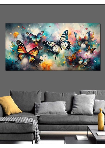 Kanvas Tablo Renkli Kelebekler Dansı