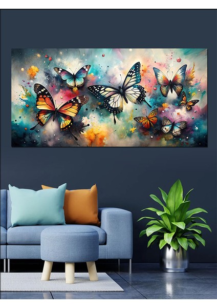 Kanvas Tablo Renkli Kelebekler Dansı modelleri