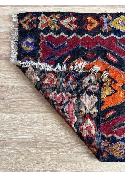 53 x 128 cm Küçük Boy Canlı Renkli Yün El Dokuma Harika Kondisyonlu Kilim